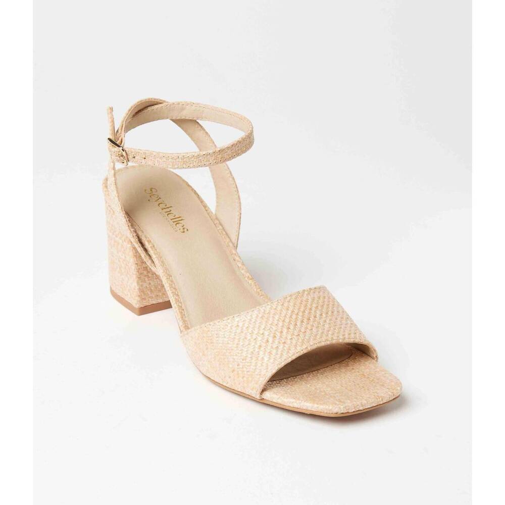 NEW SEYCHELLES women's simple pleasures raffia heel sandals in blush